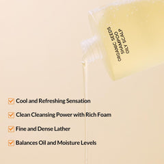Whamisa shampoo foam showing lather for silky, well-conditioned hair.