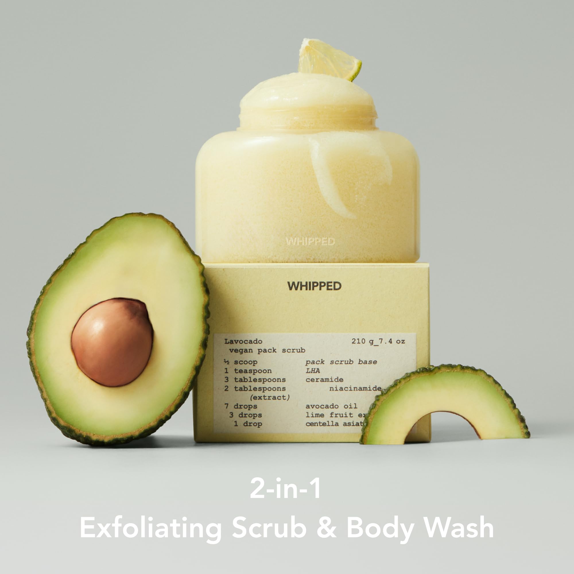 Whipped Semo Gelato texture shown on skin for nourishing exfoliation.