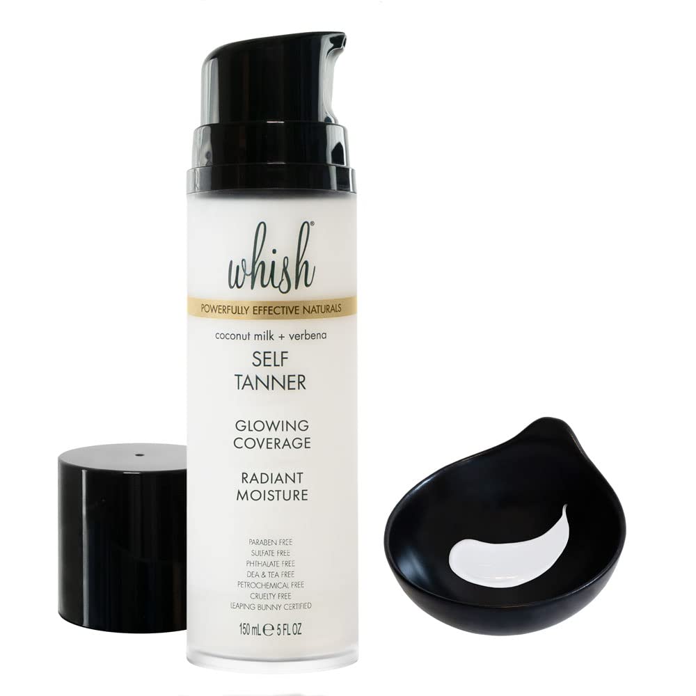 Whish face and body self-tanner applied for a natural gradual glow.