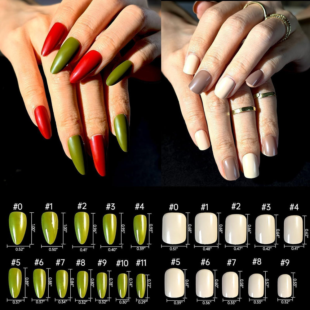 Whisrvival almond and round nail sizes for natural fit.