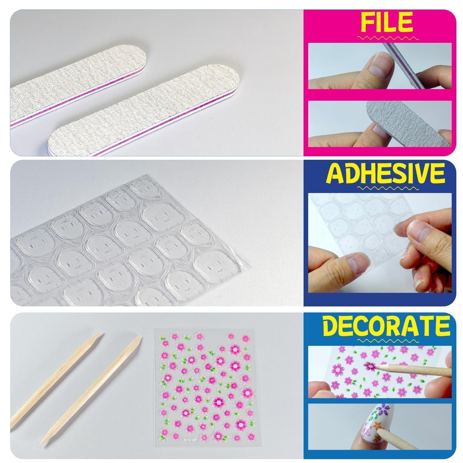Whisrvival flower nail stickers for decorative accents.