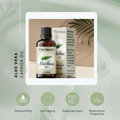 White Naturals Aloe Vera Oil massage-ready bottle supports soothing, fast-absorbing sessions.