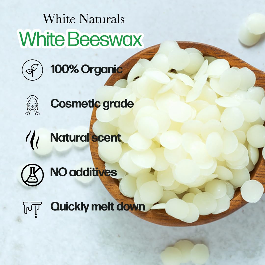 White Naturals beeswax for lotions and candles, smooth texture.
