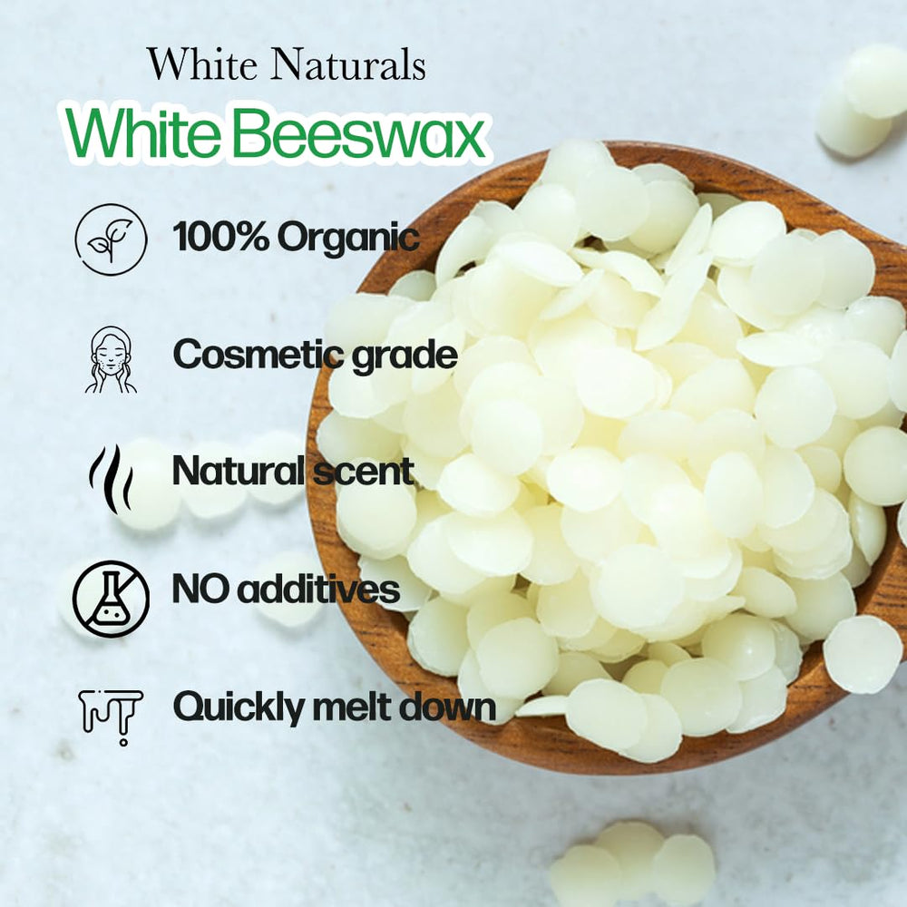 White Naturals beeswax for lotions and candles, smooth texture.