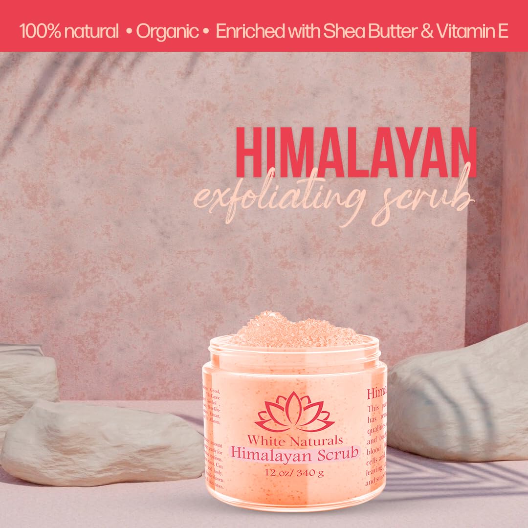 Application scene showing circular massage on forearm using White Naturals scrub.