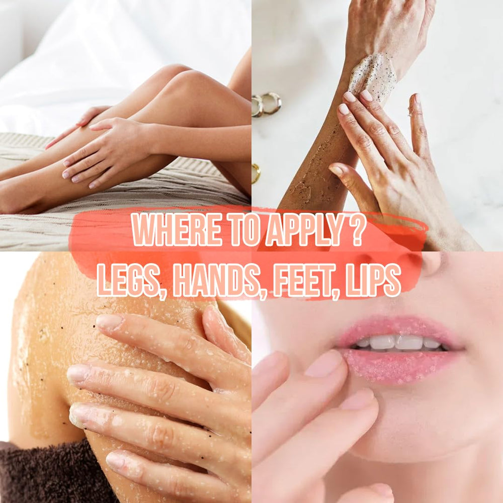 Powdery pink exfoliant contrasted with white salt crystals in White Naturals scrub.