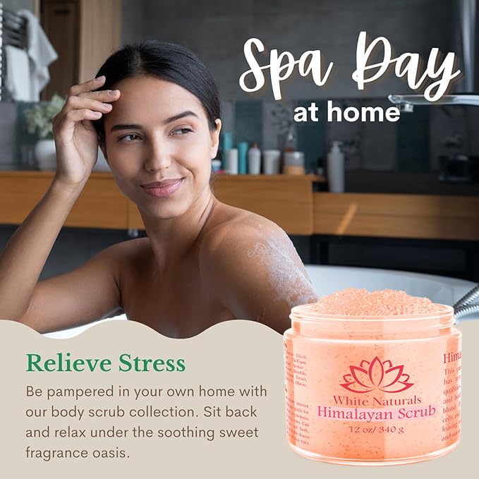 Relaxing spa-at-home moment with White Naturals Himalayan Salt Scrub.