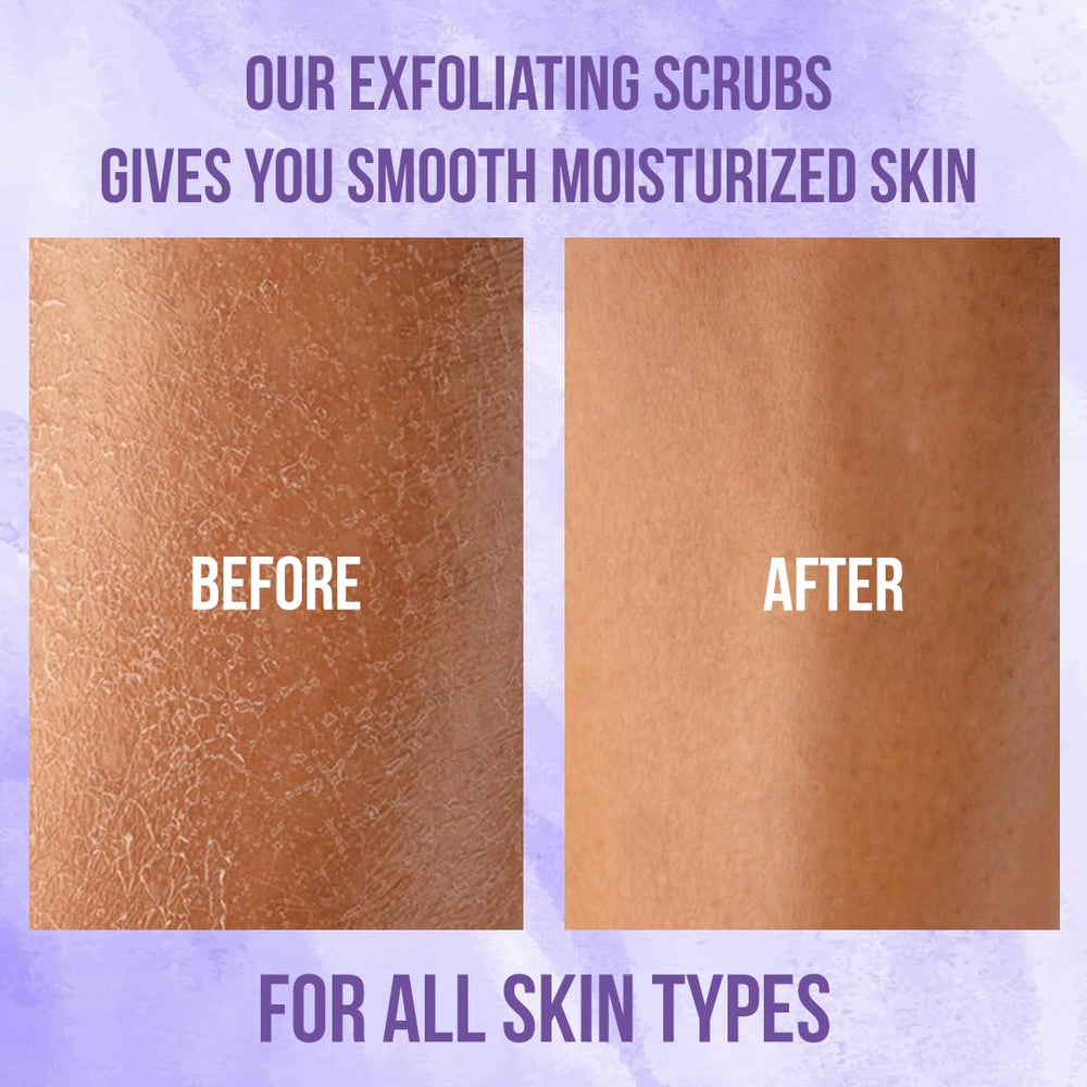 White Naturals Lavender Body Scrub massaged into skin for a smoother feel.