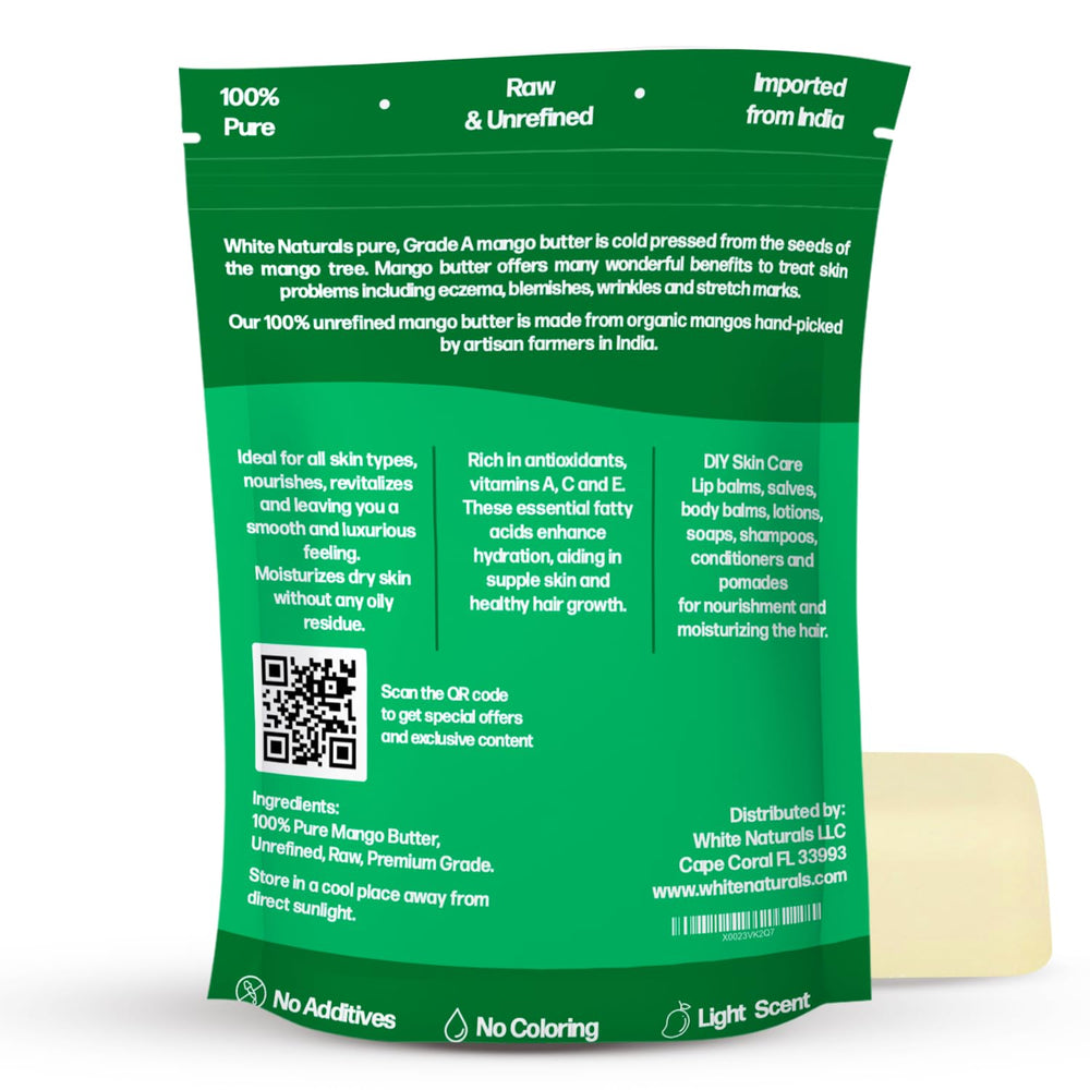 White Naturals Mango Butter rich texture highlights deep moisture for the body.