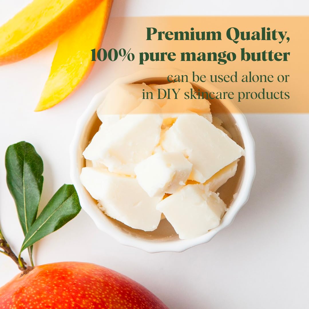 White Naturals mango butter used in DIY body lotions for hydration.