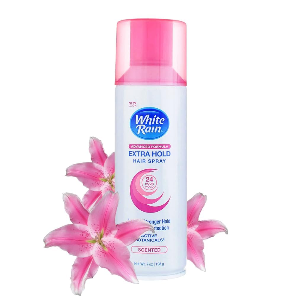 White Rain hairspray bottle with extra hold to resist humidity.