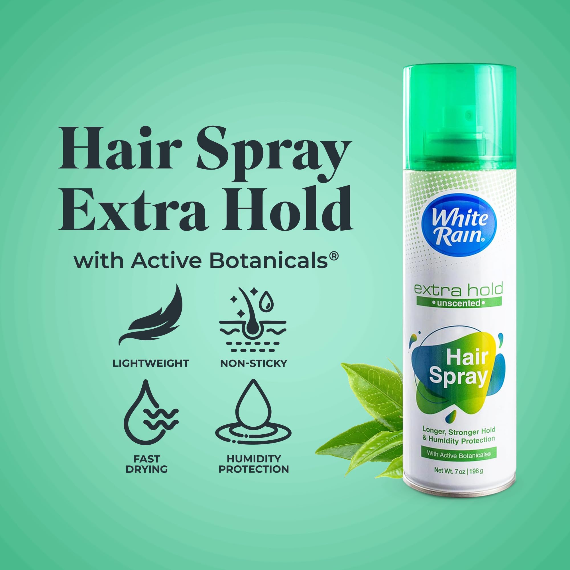 White Rain Hairspray extra hold can dispensing spray for quick, even coverage.