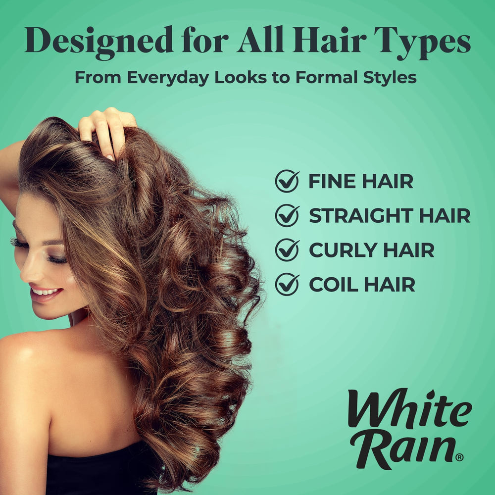 White Rain fragrance-free spray packaging highlights versatile use.