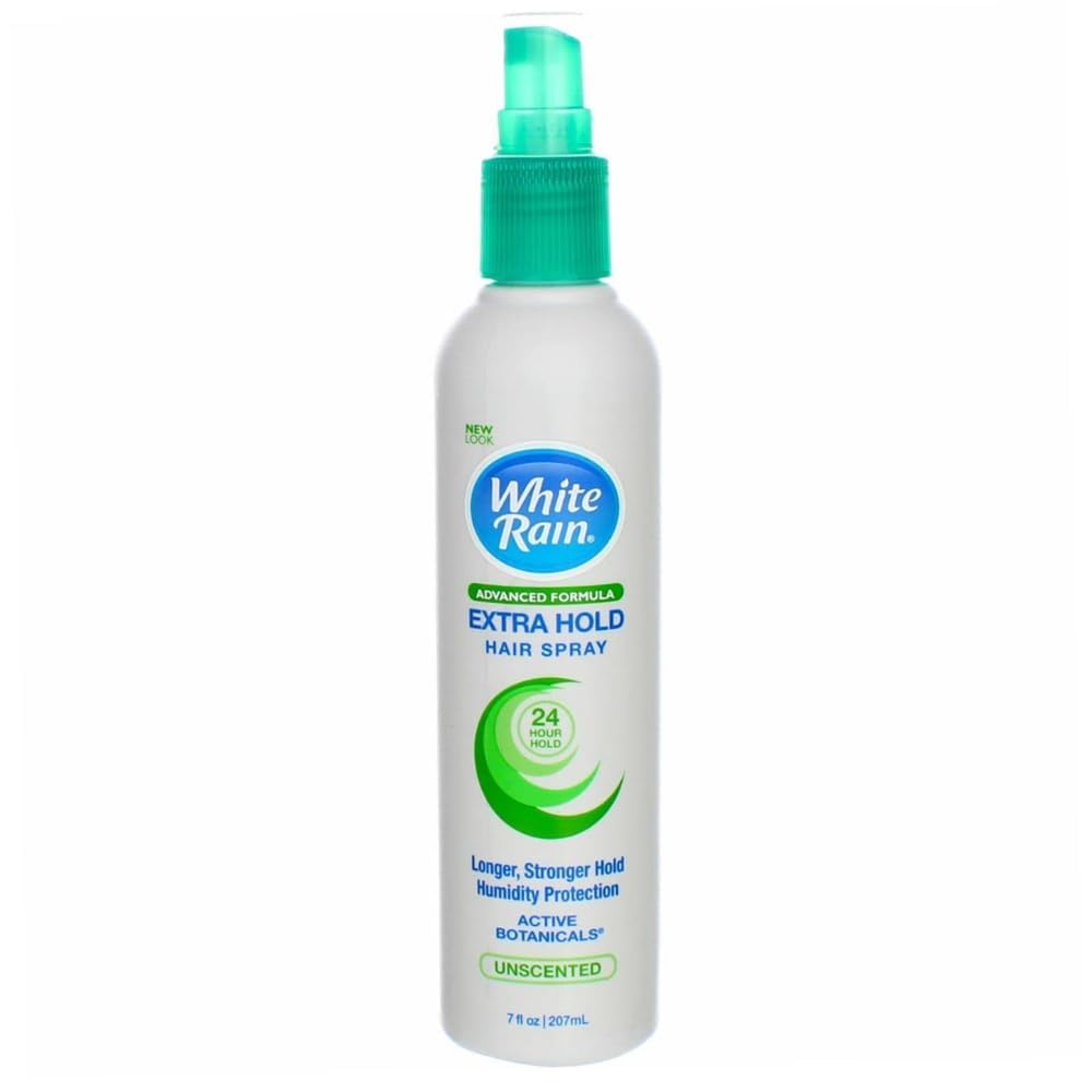 White Rain Hairspray Extra Hold Unscented pump bottle for all-day style.