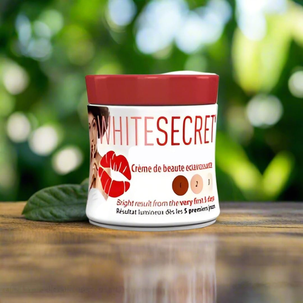 White Secret Brightening Cream packaging showing 320ml size and benefits