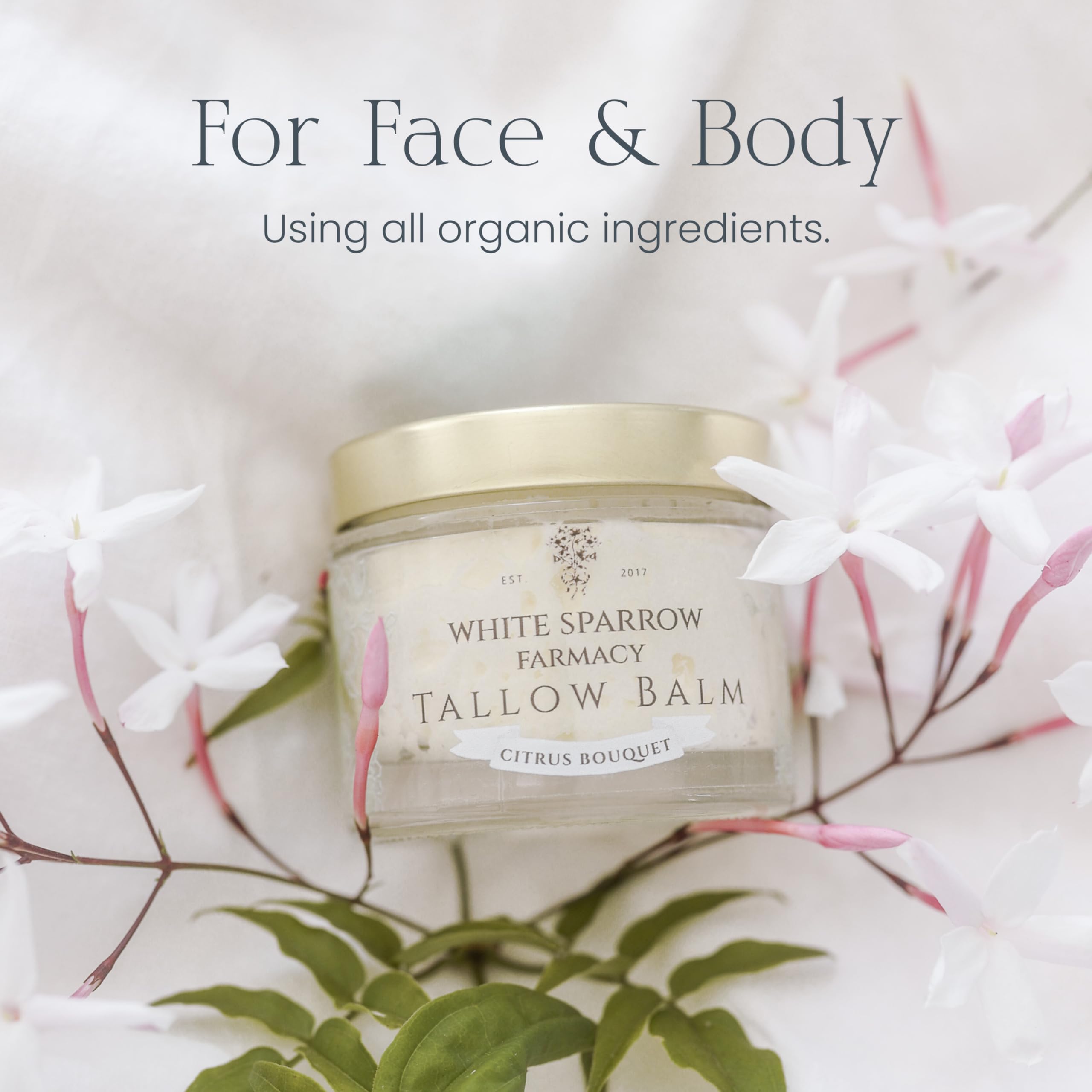 White Sparrow Farmacy Citrus Balm on shelf evokes spa-like calm.
