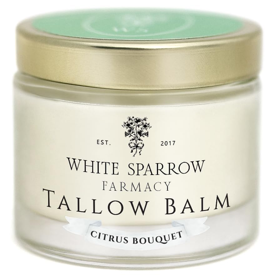 White Sparrow Farmacy Citrus Balm bottle offers instant skin hydration.