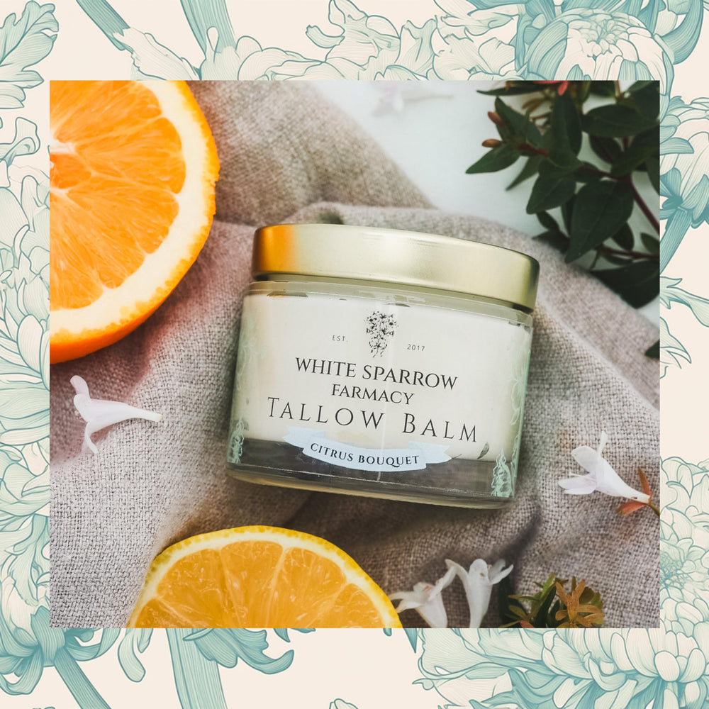 White Sparrow Farmacy beeswax and honey blend enhances moisture retention.