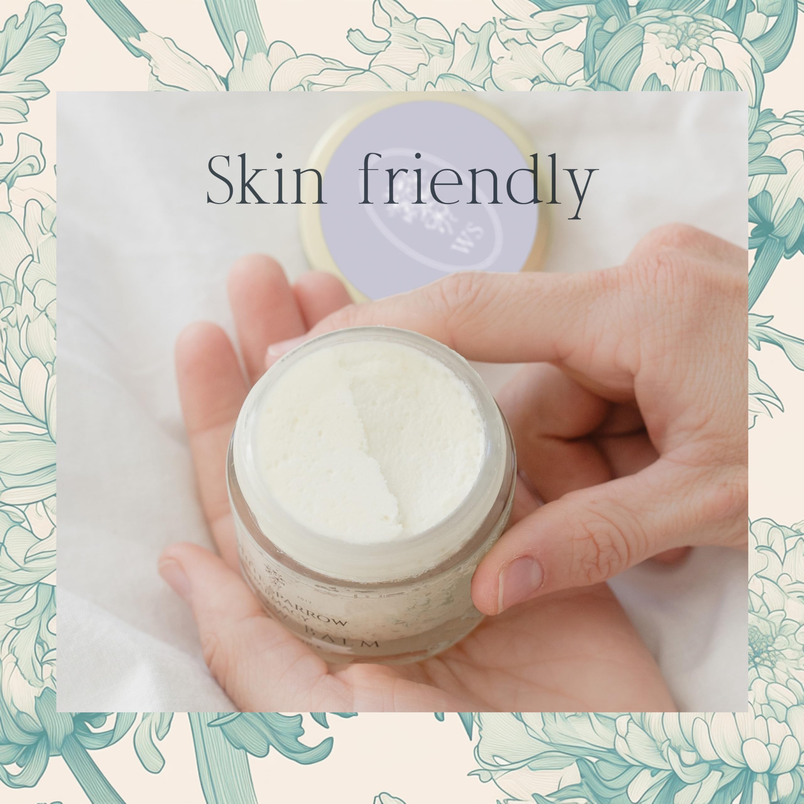 Compact packaging image of White Sparrow Farmacy balm tin and eco-friendly design