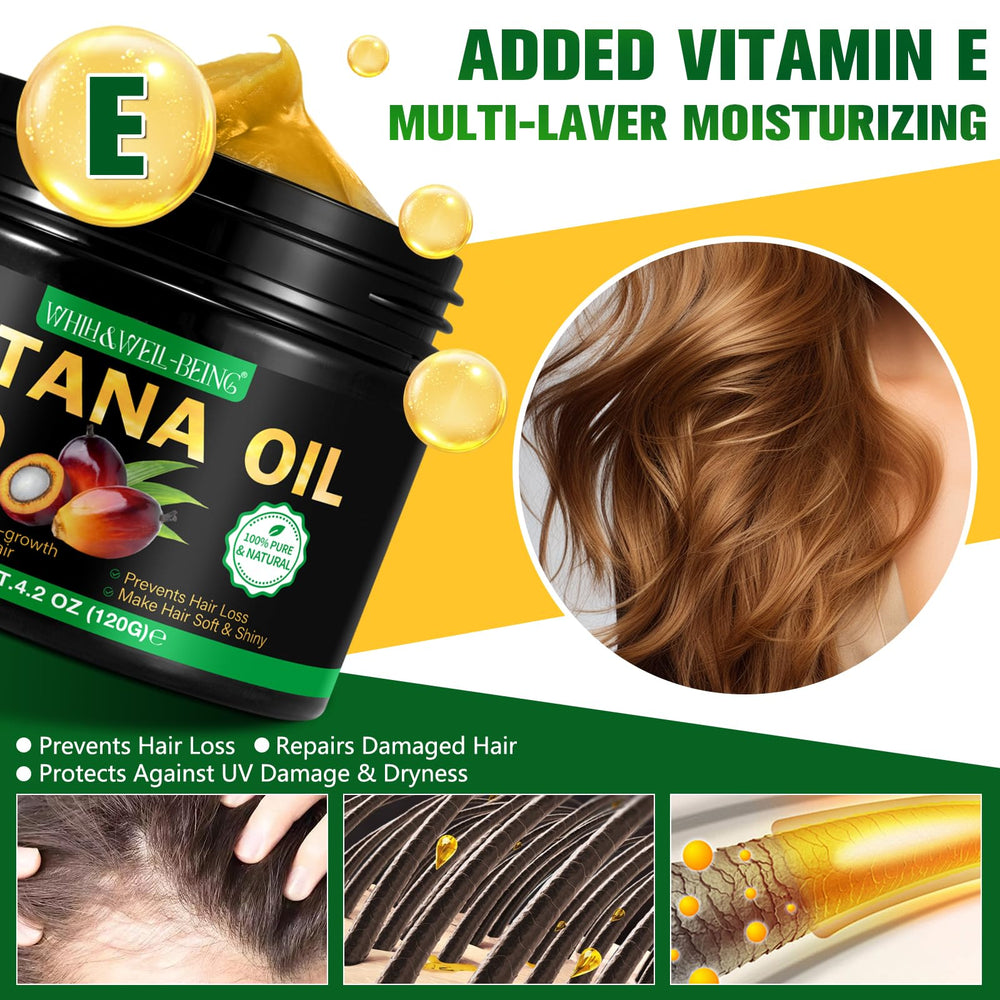 WHLH & WELL-BEING Batana Oil bottle with pump for easy scalp massage