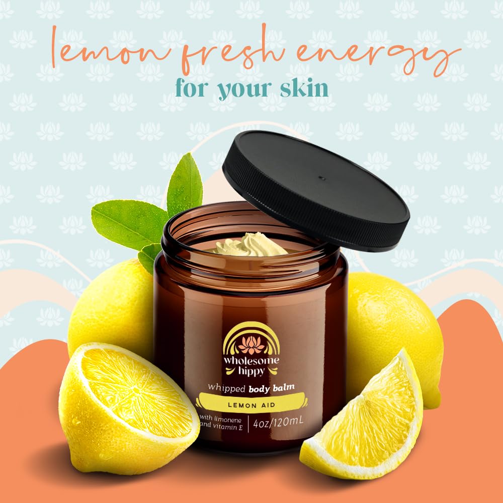 Wholesome Hippy Lemon-Aid Balm elbows and knees image shows targeted moisture for rough areas.