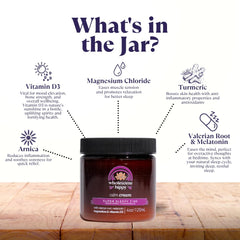 Wholesome Hippy nighttime body butter texture showing rich, soothing moisture.