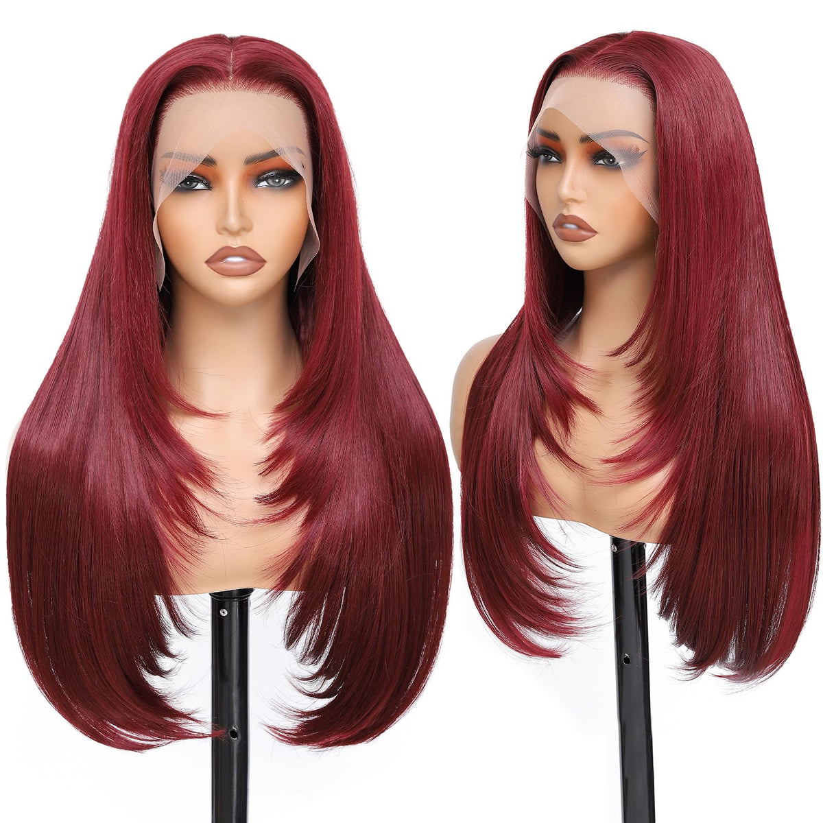 WIGAGA Burgundy 99J lace-front 13x4 for natural look and versatile parting.