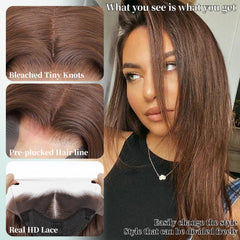 WIGAGA chocolate brown 26-inch straight layered wig offering long, versatile styling options.