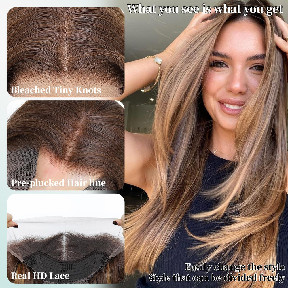 WIGAGA Honey Blonde pre-plucked hairline enhances seamless melt-in look.