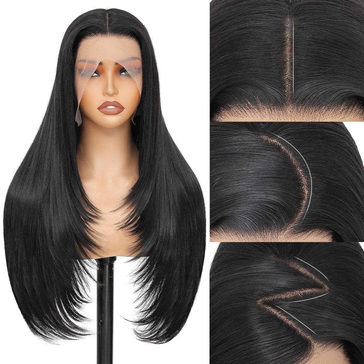 WIGAGA synthetic lace-front wig with 13x4 HD lace for an invisible hairline and natural look.