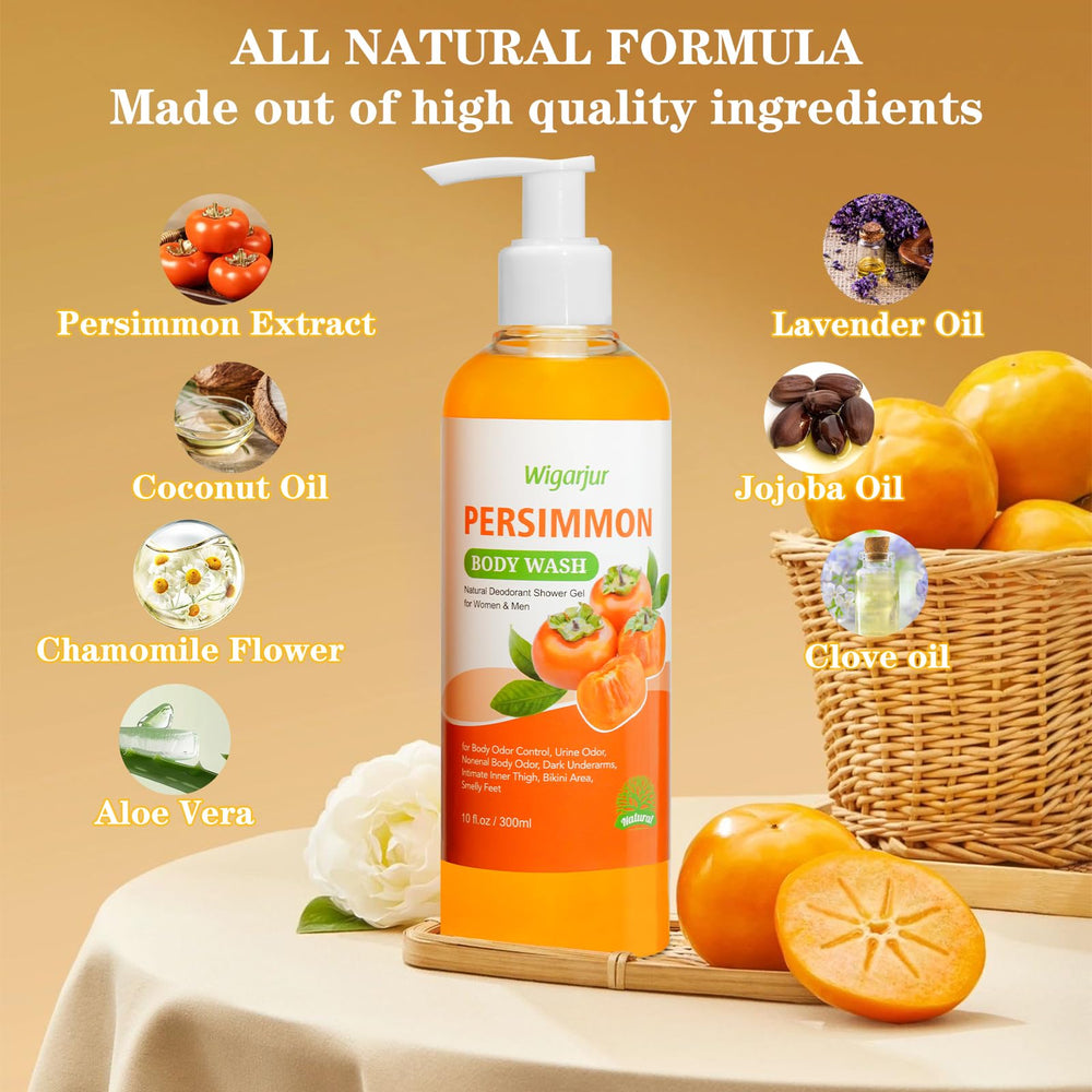 Wigarjur Persimmon Body Wash foam close-up delivering refreshing cleansing and gentle care.