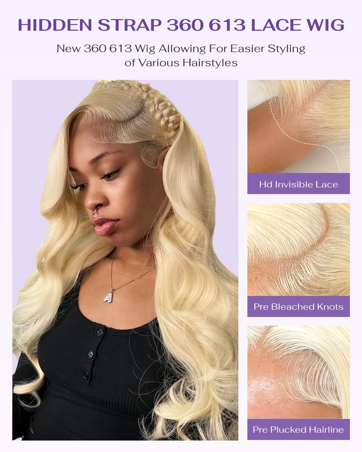 Wigcool drawstring 360 body wave provides easy installation and versatile styling.