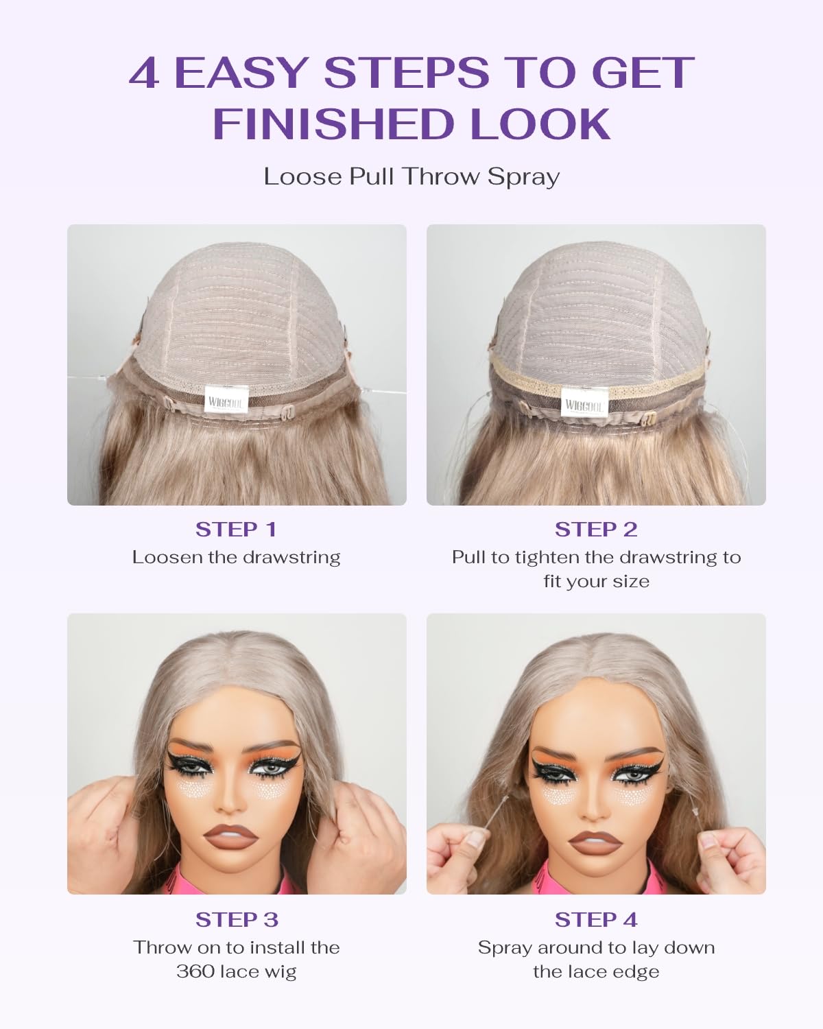 Wigcool Glueless HD Lace Front Wig with Drawstring for quick fitting