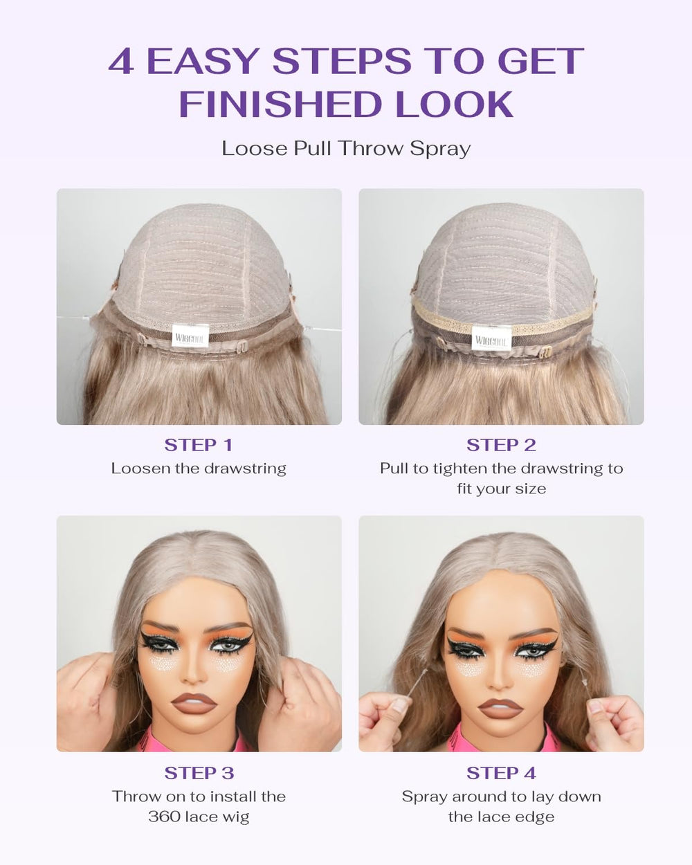 Wigcool Glueless HD Lace Front Wig with Drawstring for quick fitting