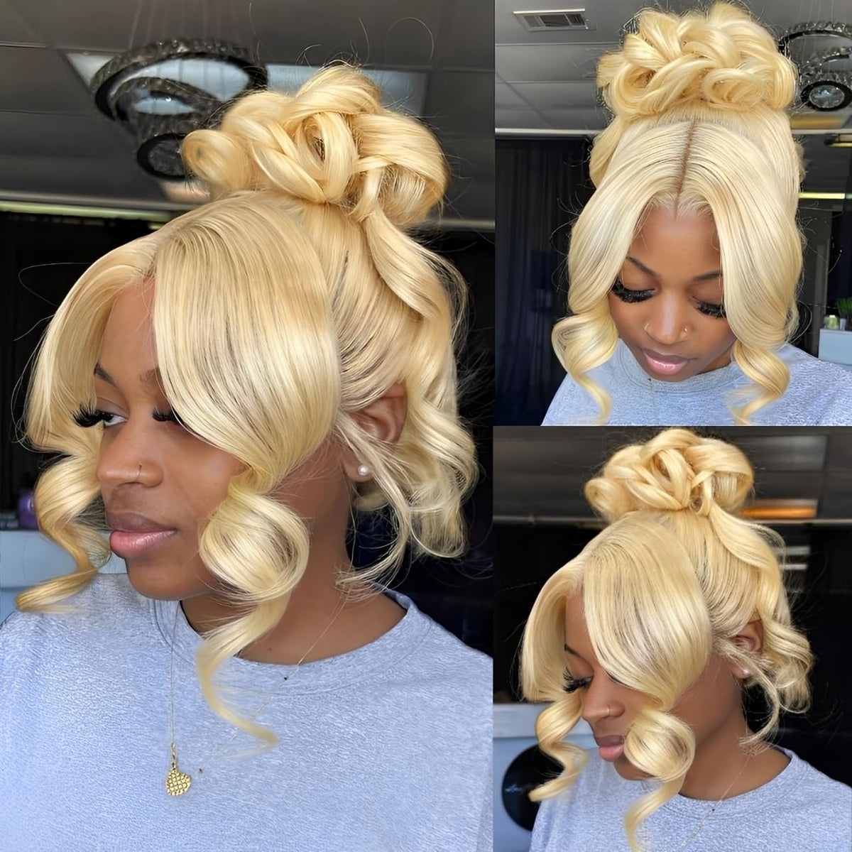 Wigcool Hidden Strap 360-613 lace front wig offers a secure fit and natural look.