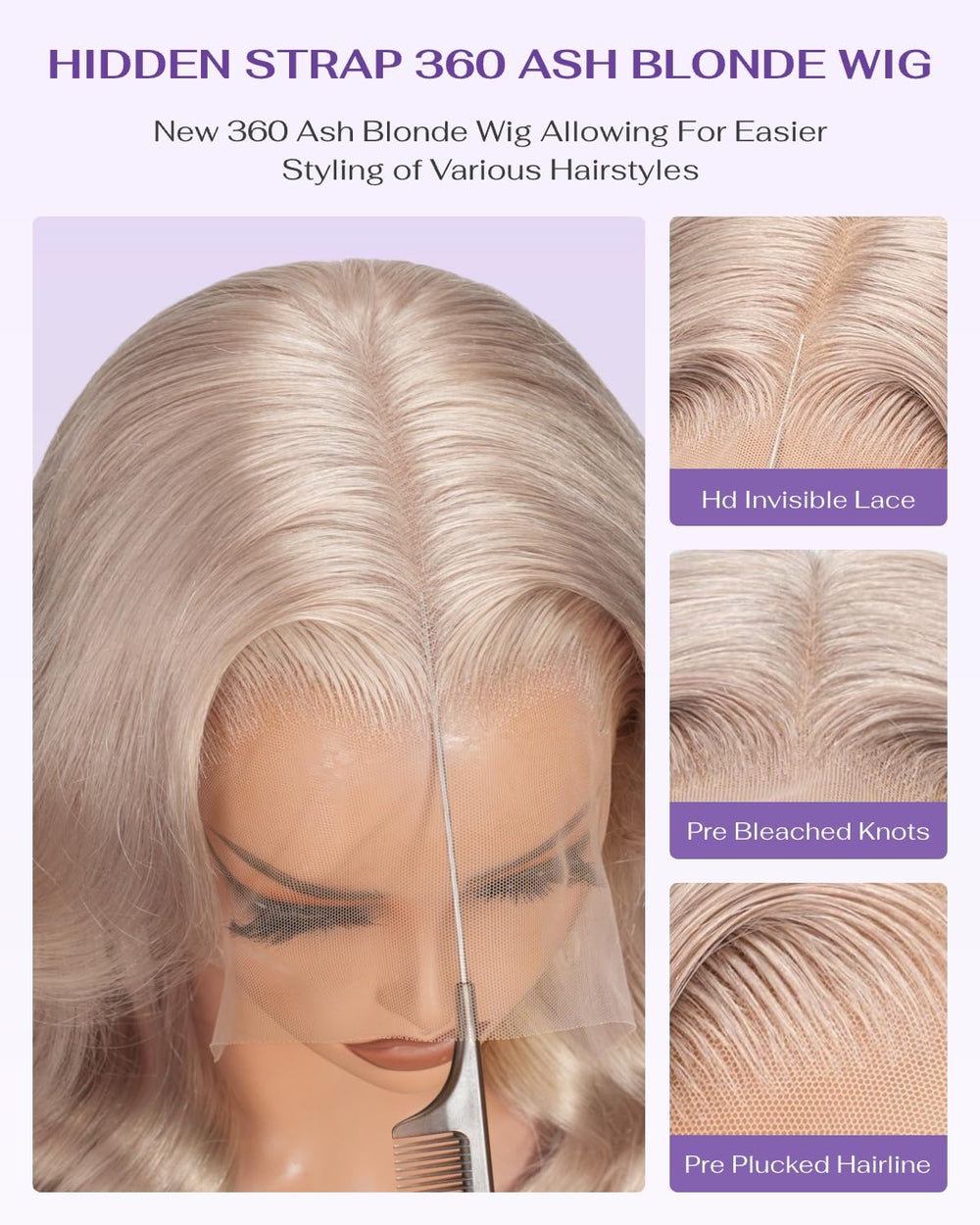 Wigcool Pre-Bleached Knots Natural Hairline Wig for a seamless look