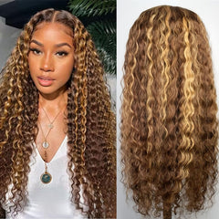 Wighottie deep wave 22-inch 5x5 closure wig with natural, voluminous texture.