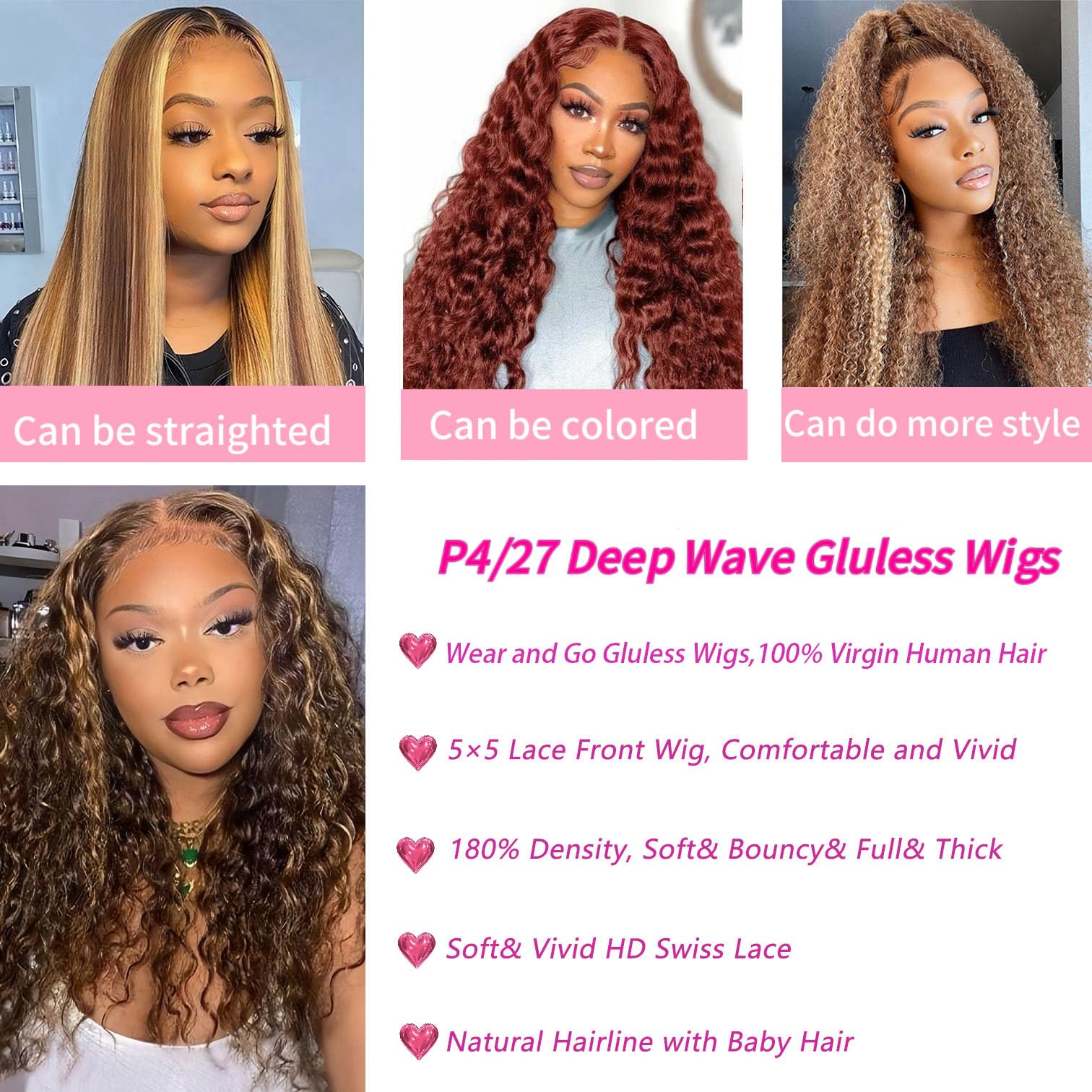 Wighottie glueless wig with pre-plucked hairline for quick wear.