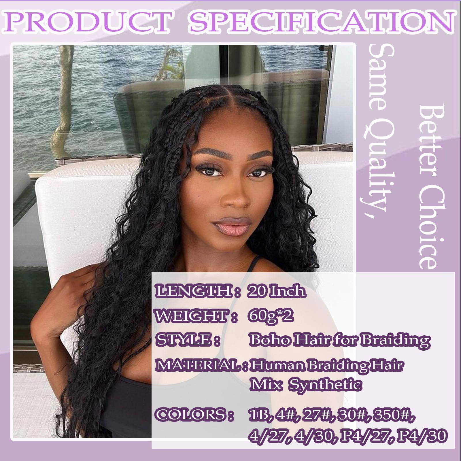 WIGICD curly bohemian braiding hair texture ideal for versatile knotless and box braids.