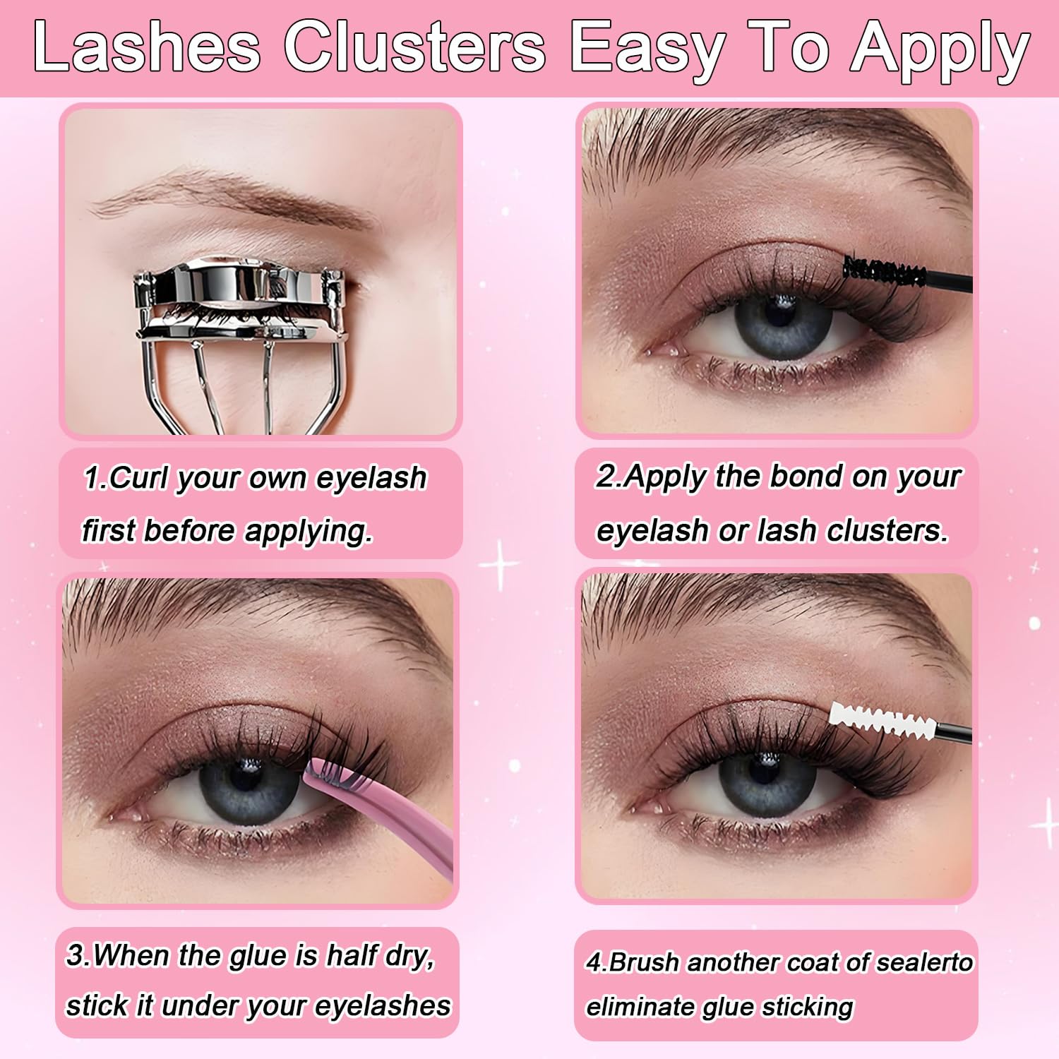 WIGICD application close-up demonstrating easy lash clustering steps