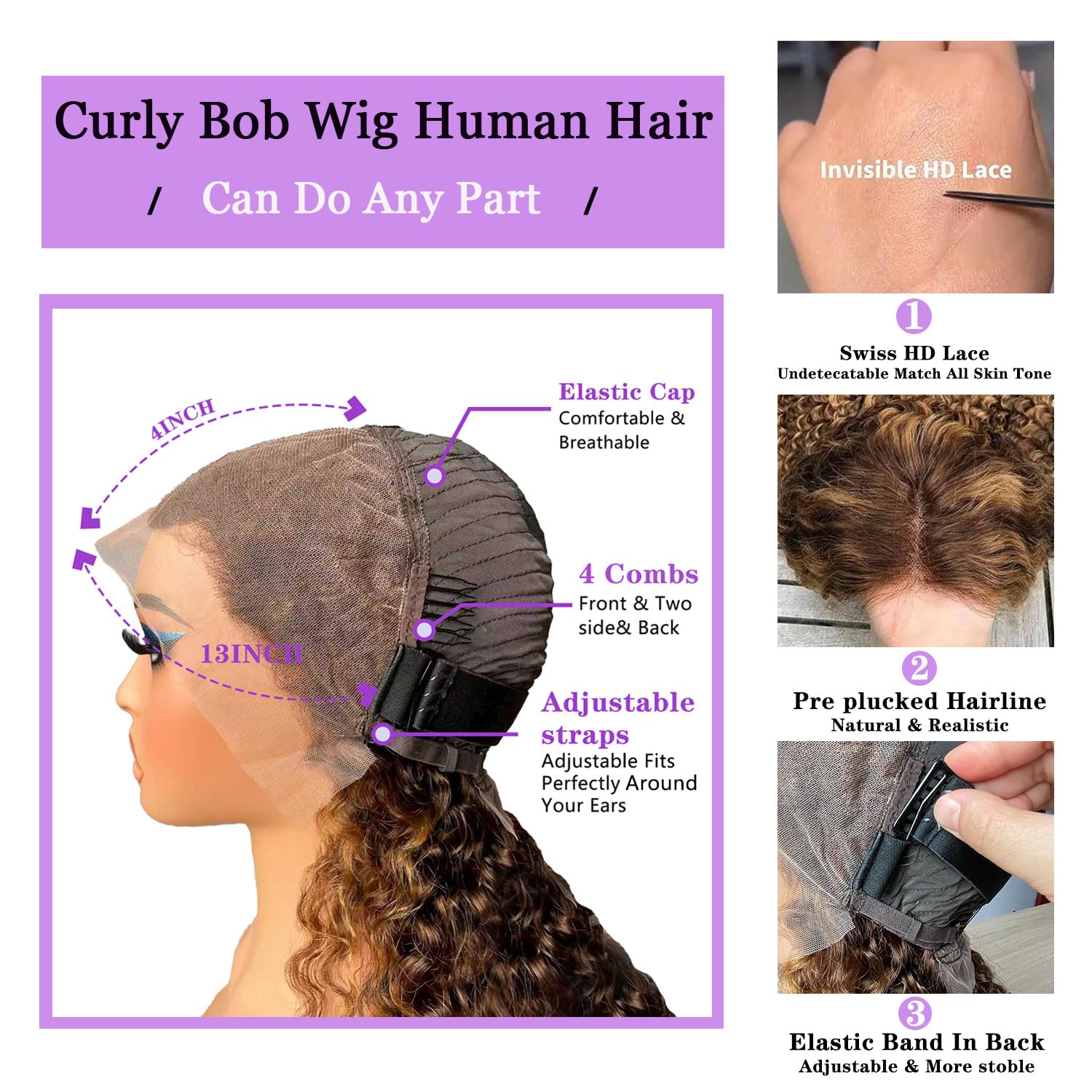 wigklee pre-plucked HD lace front for a natural hairline.
