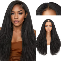 WIGNEE 26in Wavy Yaki U Part Wig model front for natural blending