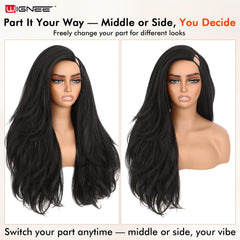 WIGNEE Wavy Yaki texture closeup highlights relaxed hair texture