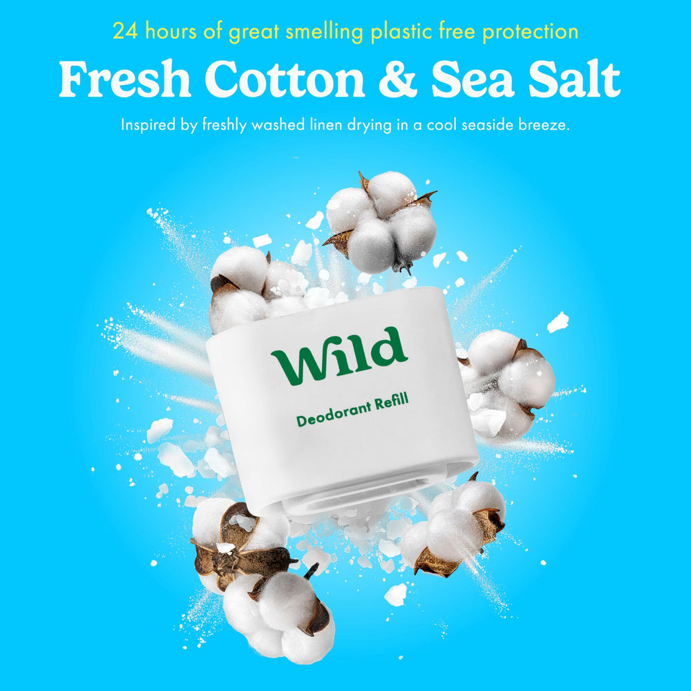 Wild deodorant application on arm shows quick daily freshness after shower.