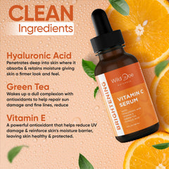 Wild Doe Naturals Vitamin C Serum on skin during application for a smooth tone.