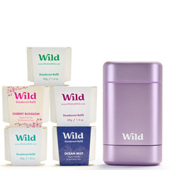 Wild Full Monty starter kit in purple case for on the go freshness.