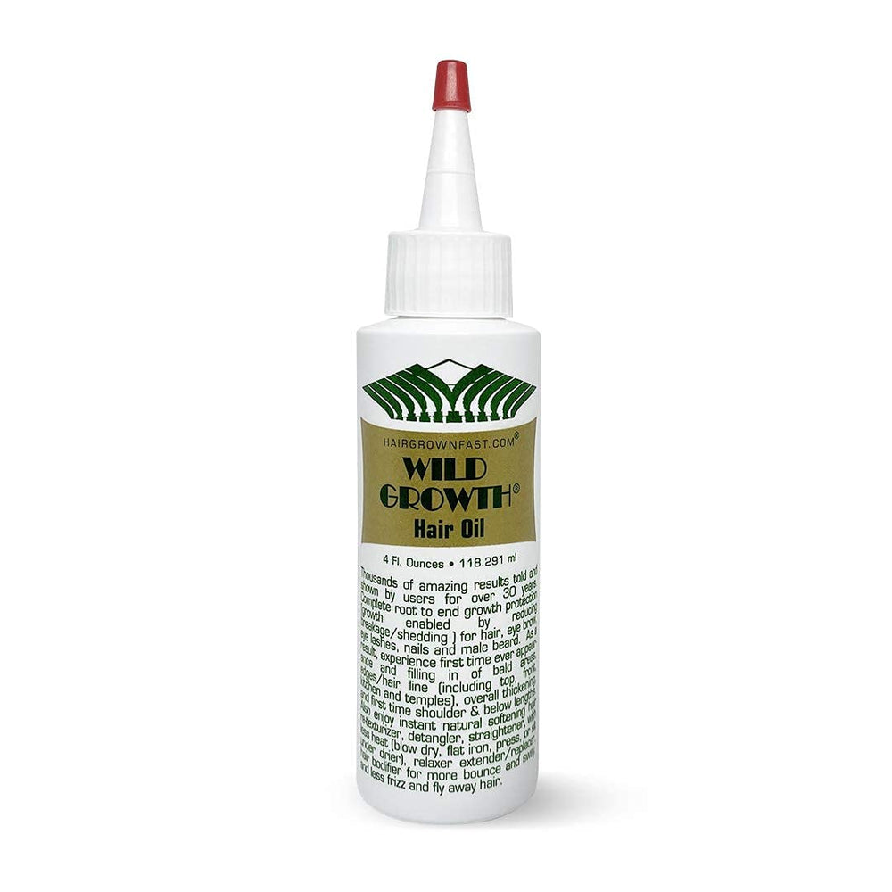 Wild Growth Hair Oil bottle pour demonstrates rich hydration for softer hair.