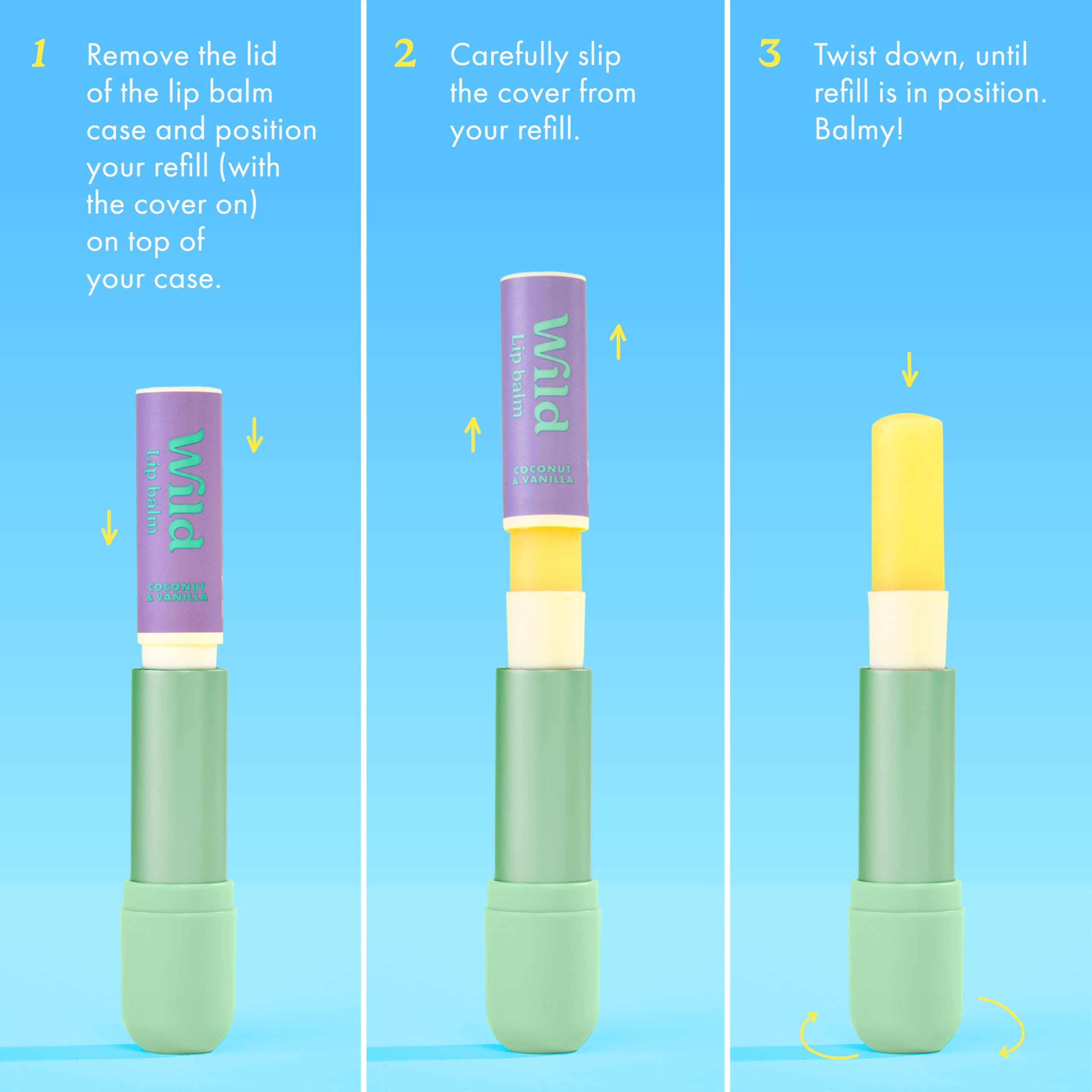 Wild lip balm used during daily routine for moisture