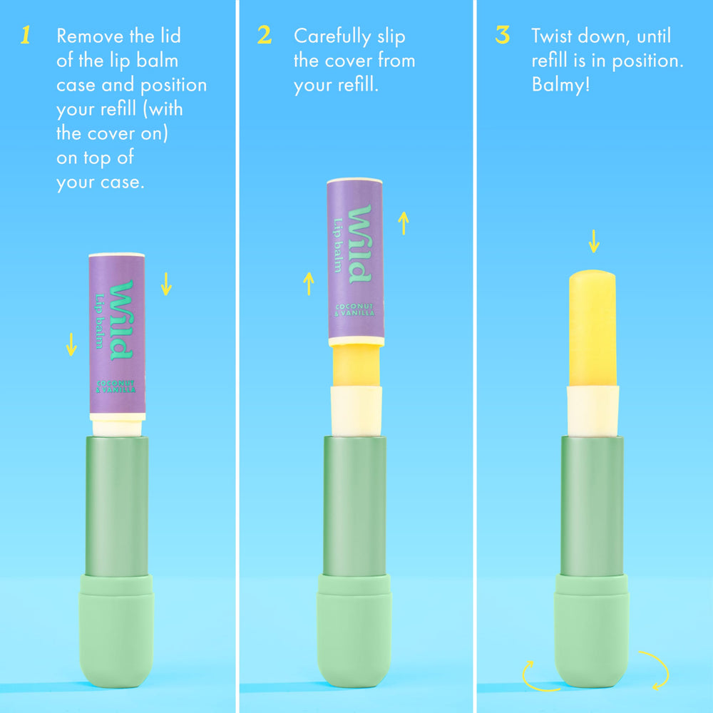 Wild lip balm used during daily routine for moisture