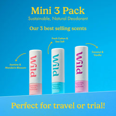 Wild Fresh Cotton & Sea Salt mini deodorant in compact form for a clean vibe.